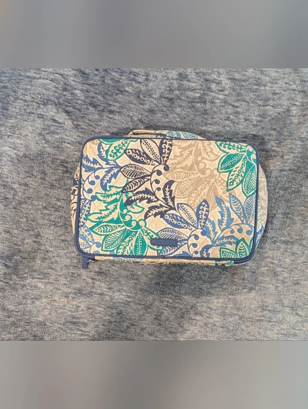 Vera Bradley Santiago Blue Teal Floral Toiletries/Cosmetic Case